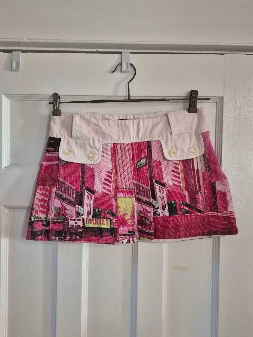 CUSTO BARCELONA CITY PRINT PINK MINI SKIRT